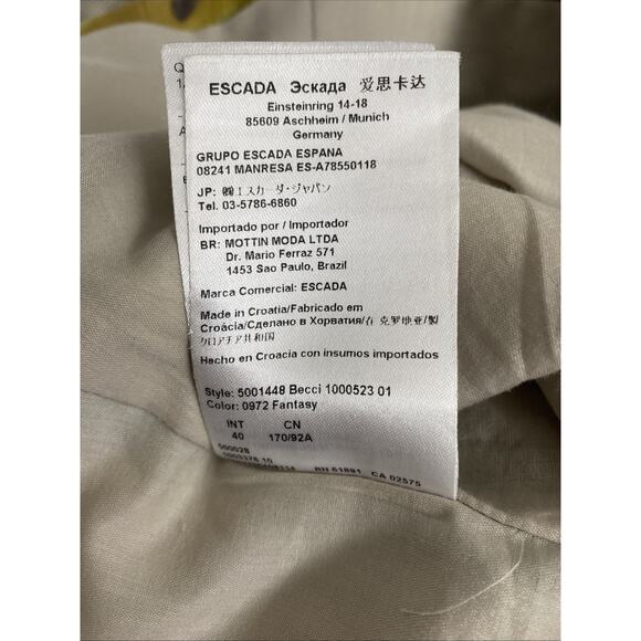 Escada Jacket Blazer Multi Color Two Button Abstract Animal Print 40 10 M - Picture 9 of 9